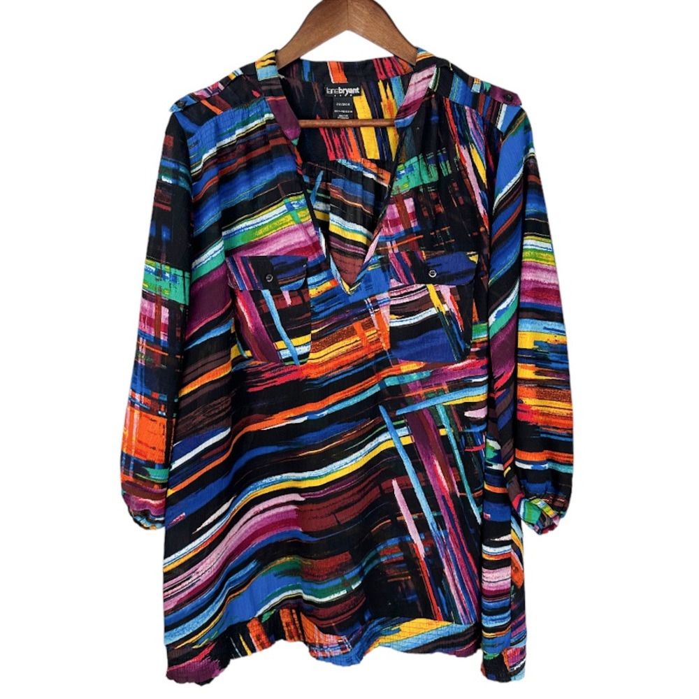 Lane Bryant Colorful Crinkle Blouse Size 22/24